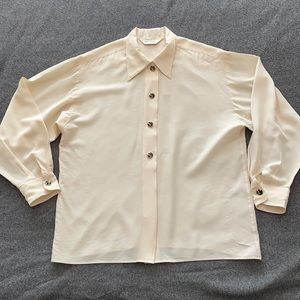 St John Cream Colored Silk Button Down Blouse